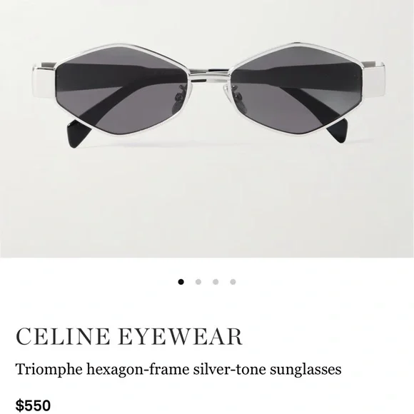 CELINE Triomphe hexagon-frame silver-tone sunglasses - Picture 2 of 15